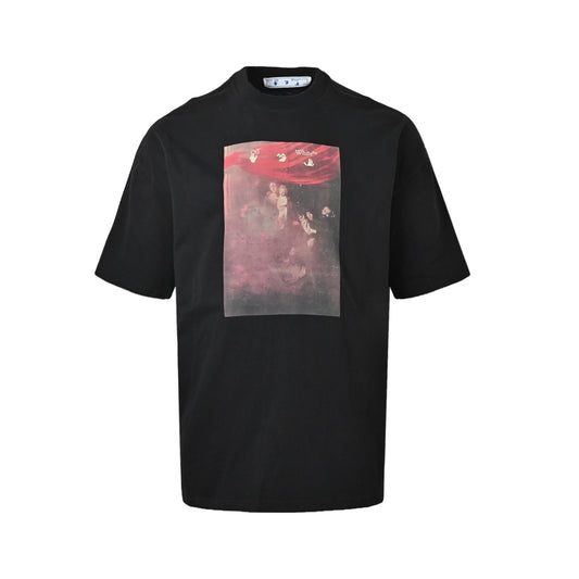 OFF WHITE blurred oil painting arrow print short sleeves