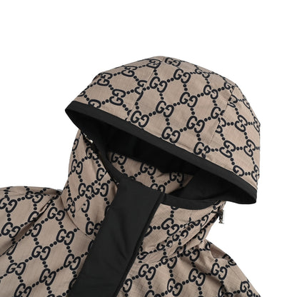 Gucci Double G presbyopic patchwork hooded down jacket
