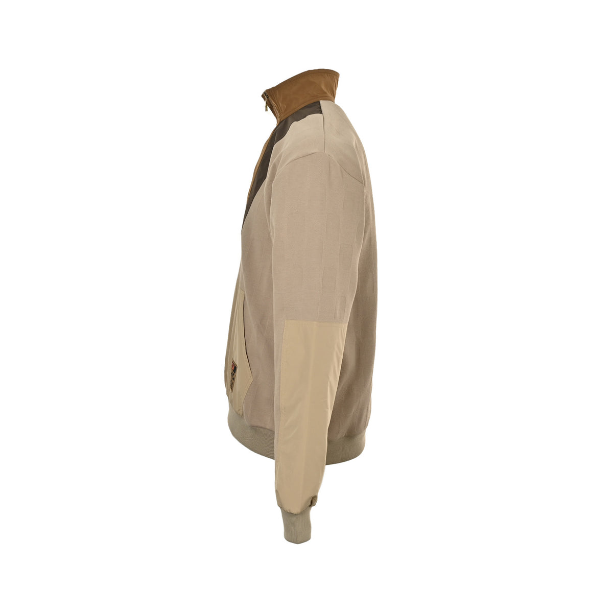 Louis Vuitton patchwork khaki half-zip stand-collar sweatshirt