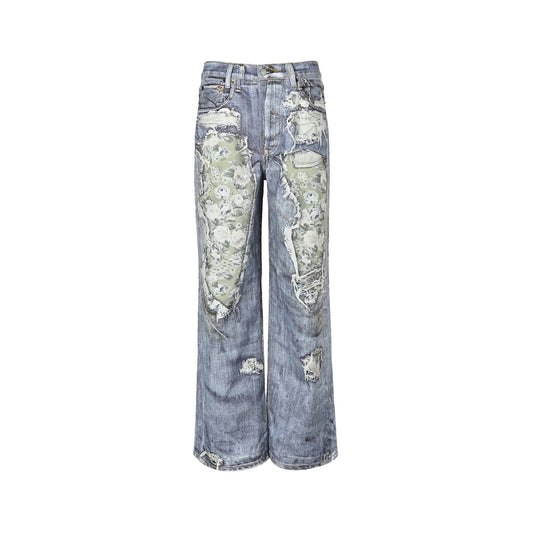 Acne Studios 1981M ripped rose print jeans