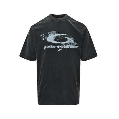 Balenciaga 26ss smoke blurred logo printed short sleeves