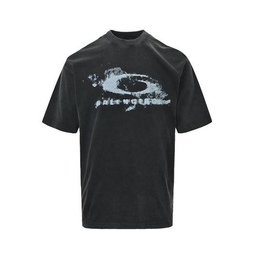 Balenciaga 26ss smoke blurred logo printed short sleeves
