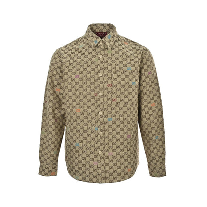 Gucci 25Fw GG colorful embroidered all-over jacquard canvas shirt jacket