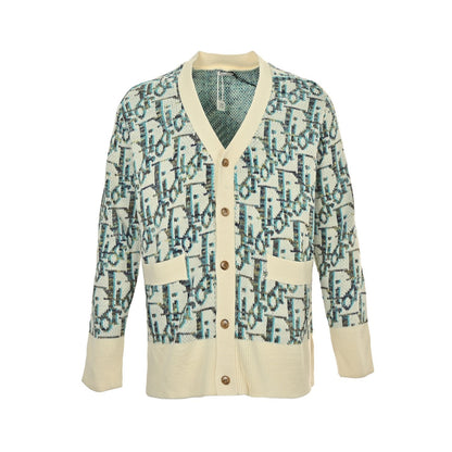 Dior classic old flower jacquard cardigan sweater