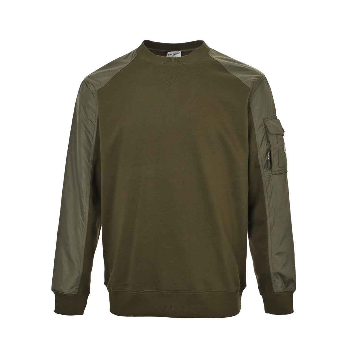 Moncler/muzzled patchwork sleeve pockets and round neck sweatshirt