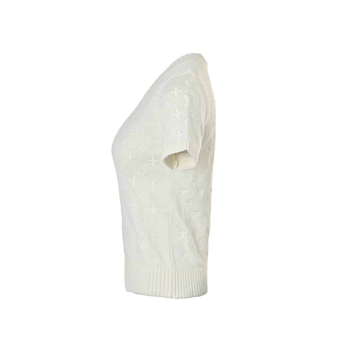 Louis Vuitton 26ss women's presbyopic embroidered knitted short sleeves
