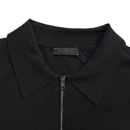 Prada embroidered half-zip knitted long-sleeved Polo shirt