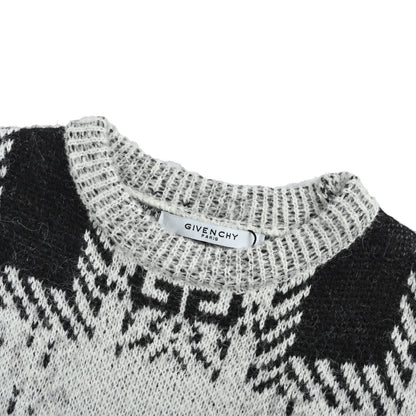 GIVENCHY 25Fw all-over plaid mohair knitted sweater