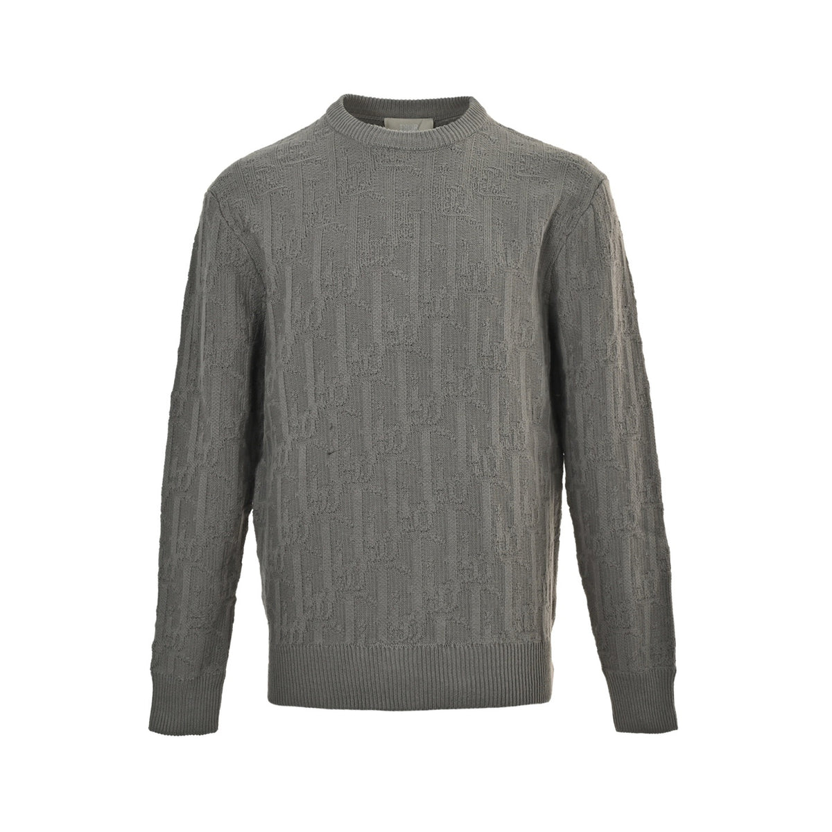 Dior 25Fw all-over printed gray jacquard crew neck sweater