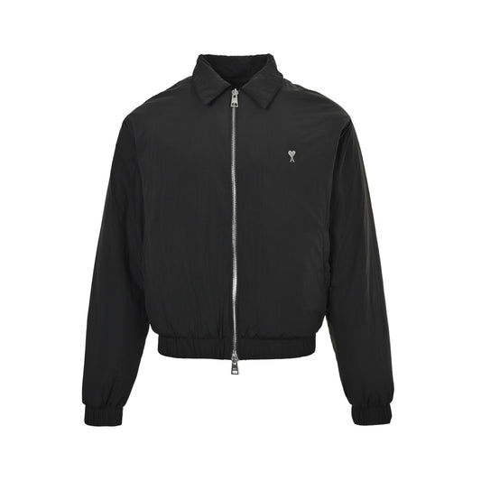 Ami metallic love nylon padded lapel jacket