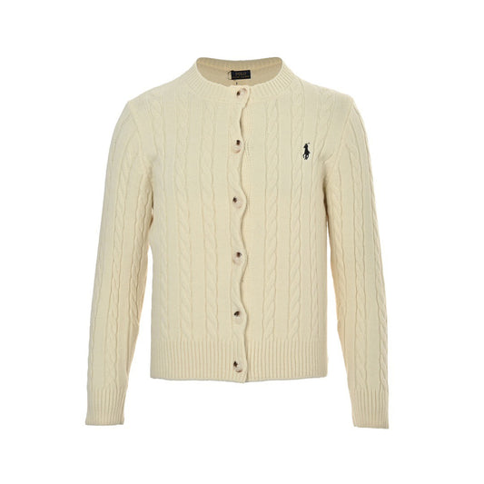 Ralph Lauren Classic Women's Cable Round Neck Knitted Sweater Cardigan