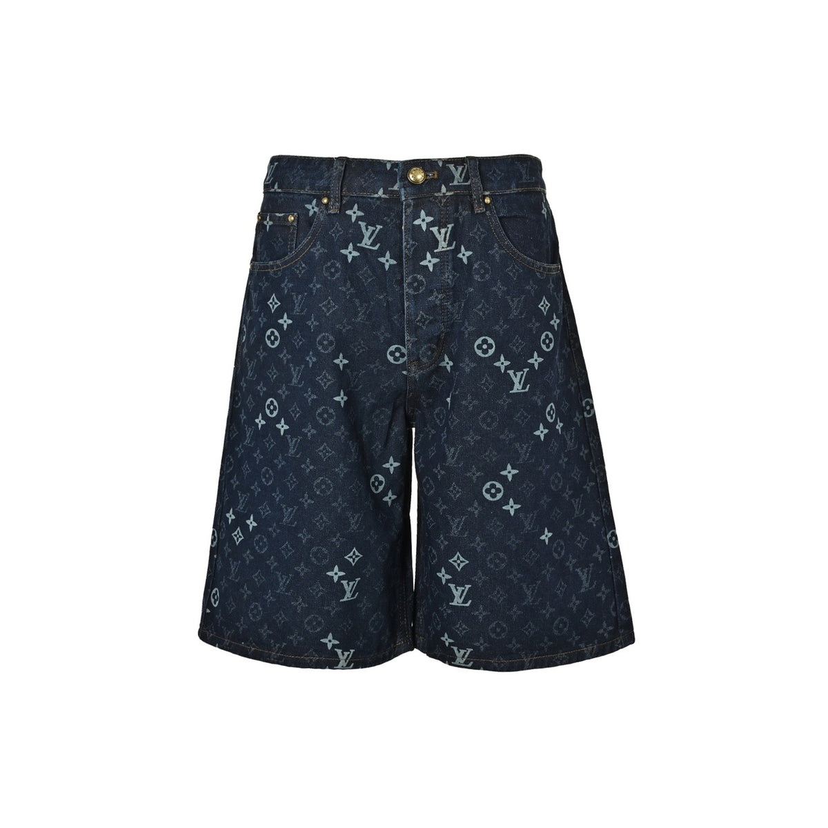 Louis Vuitton 26ss all-over printed presbyopic suit denim shorts