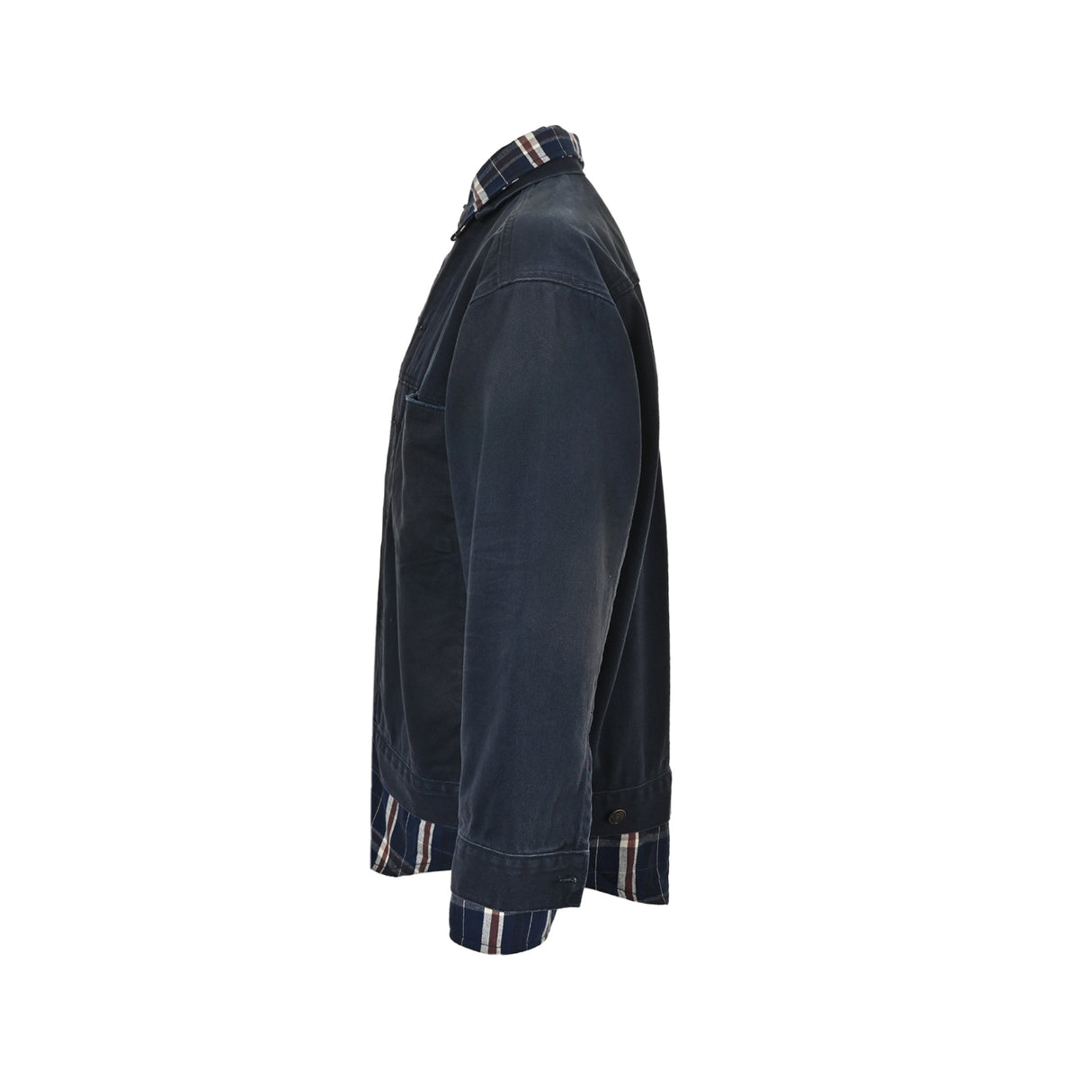 Balenciaga/Balanciaga plaid stitching fake two-piece denim jacket
