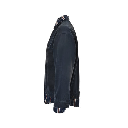 Balenciaga/Balanciaga plaid stitching fake two-piece denim jacket