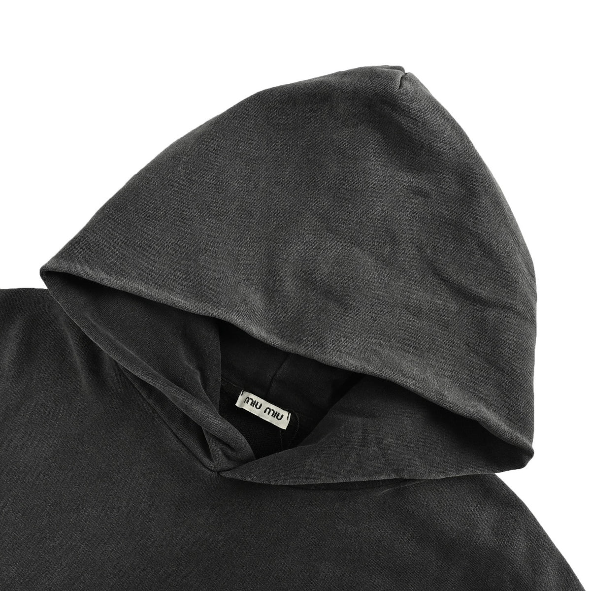 Miu Miu 25Fw letter love patch washed and distressed hooded sweatshirt