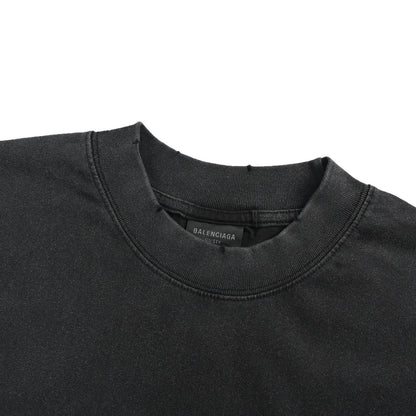 Balenciaga/Balanciaga 26ss back patch embroidered letters washed short sleeves