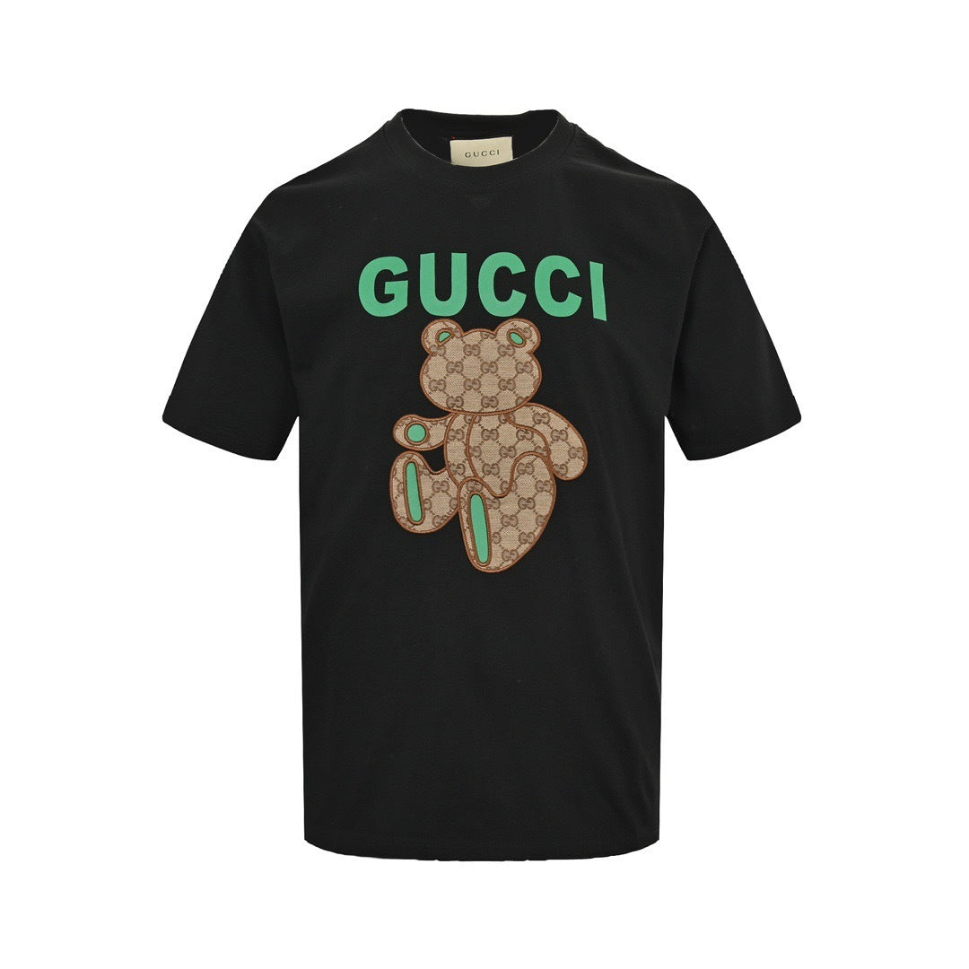 Gucci old flower patch bear embroidered short sleeves