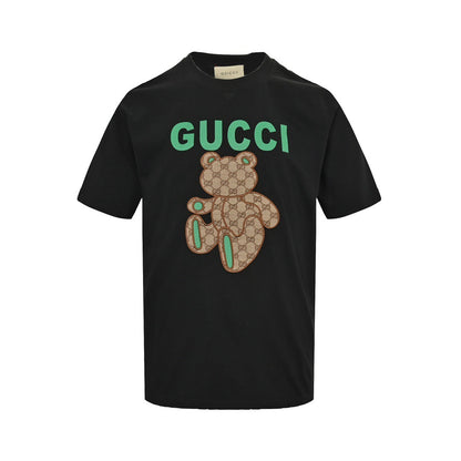 Gucci old flower patch bear embroidered short sleeves