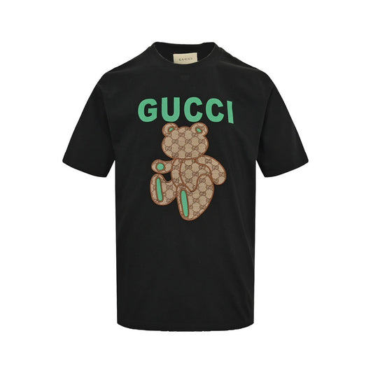 Gucci old flower patch bear embroidered short sleeves