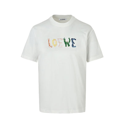 Loewe/Luo Yiwei colorful wool embroidery round neck short sleeves