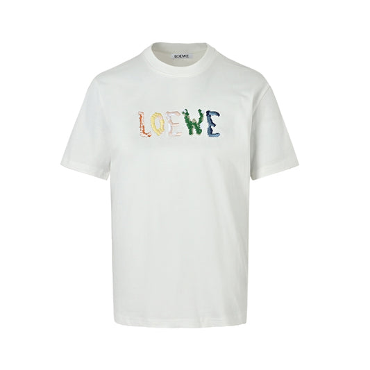 Loewe/Luo Yiwei colorful wool embroidery round neck short sleeves