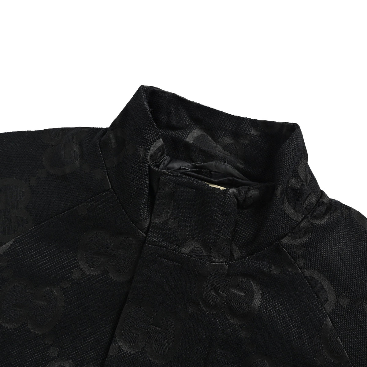 Gucci Double G all-over printed canvas stand-up collar padded jacket