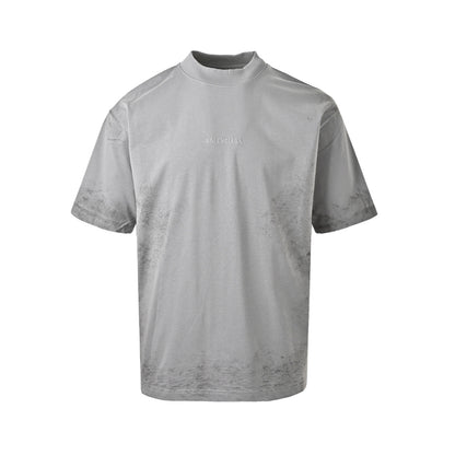 Balenciaga distressed graffiti embroidered letter short sleeves
