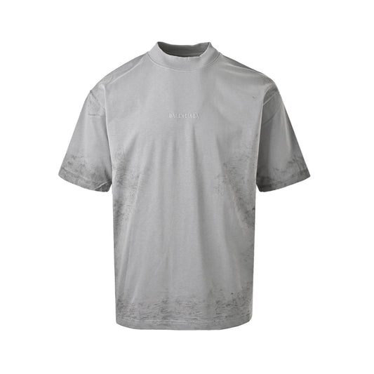 Balenciaga distressed graffiti embroidered letter short sleeves