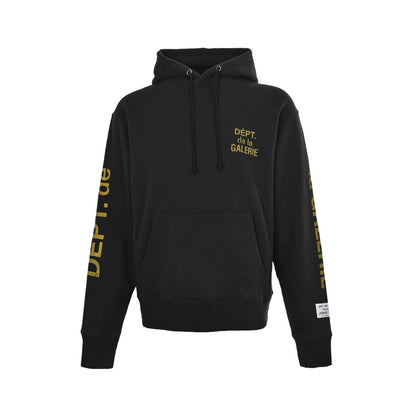GALLERY DEPT mottled yellow French print hooded sweatshirt