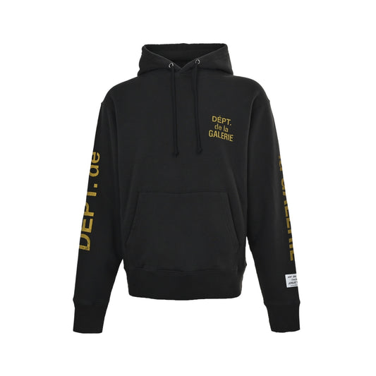 GALLERY DEPT mottled yellow French print hooded sweatshirt