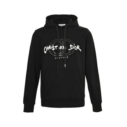 Dior 25Fw laminated letter logo hooded sweatshirt