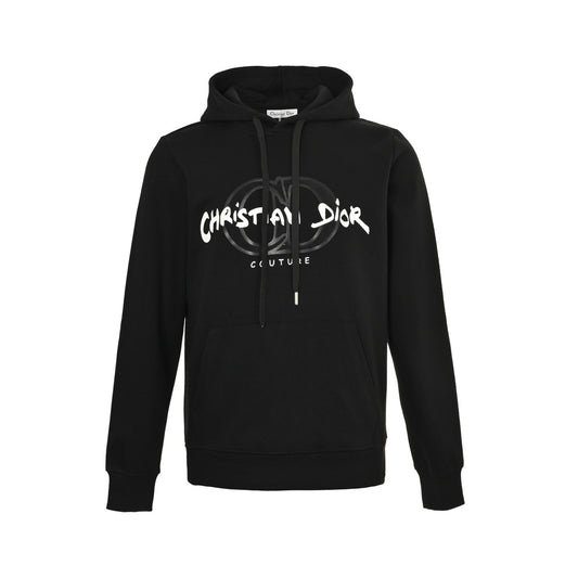 Dior 25Fw laminated letter logo hooded sweatshirt