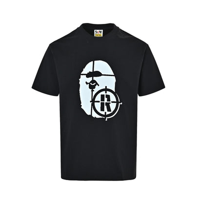 BAPE ape head sight letter print short sleeves