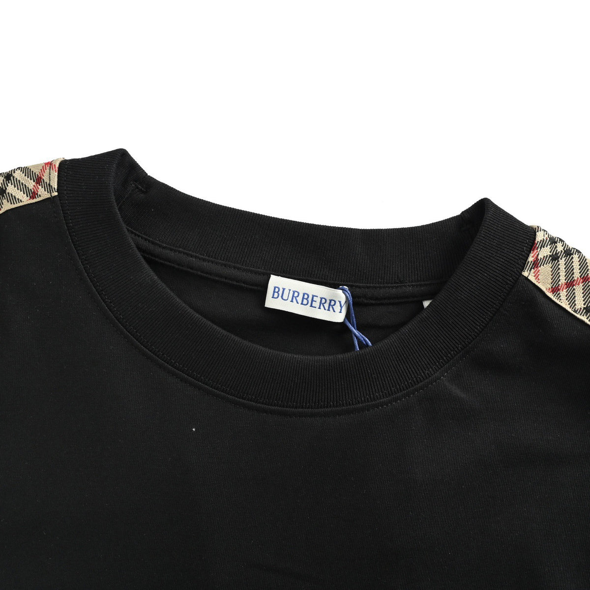 Burberry 25ss war horse embroidered shoulder plaid web short sleeves