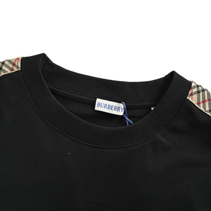 Burberry 25ss war horse embroidered shoulder plaid web short sleeves
