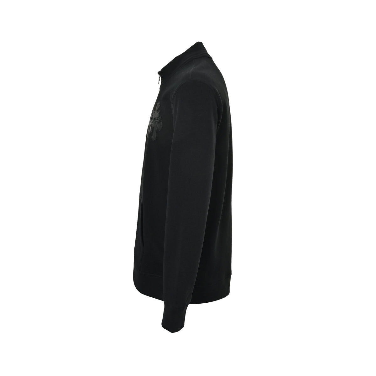 Chrome Hearts/Chrome Heart Cross Half-Zip Leather Stand Collar Sweatshirt