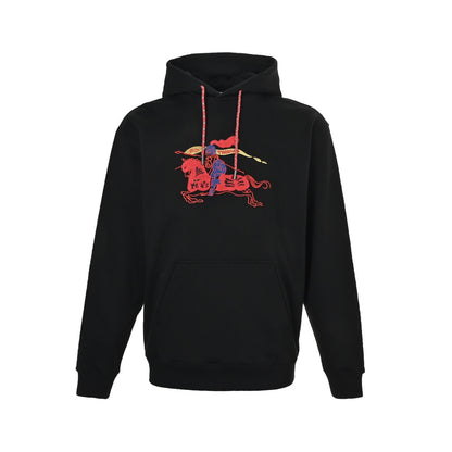 Burberry New Year of the Horse Series Flocked Colorful Embroidered War Horse Hooded Sweatshirt