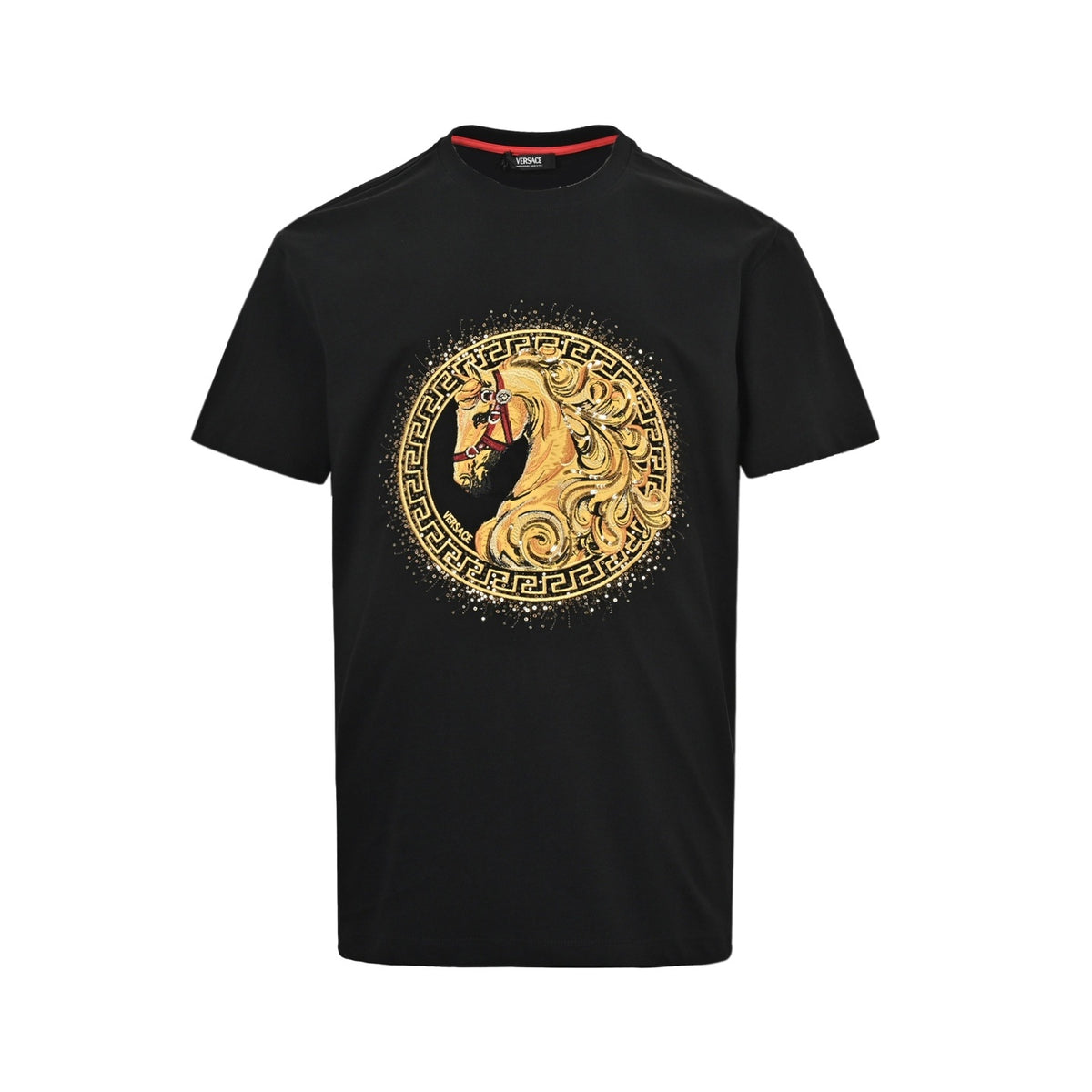 VERSACE gold horse embroidered short sleeves