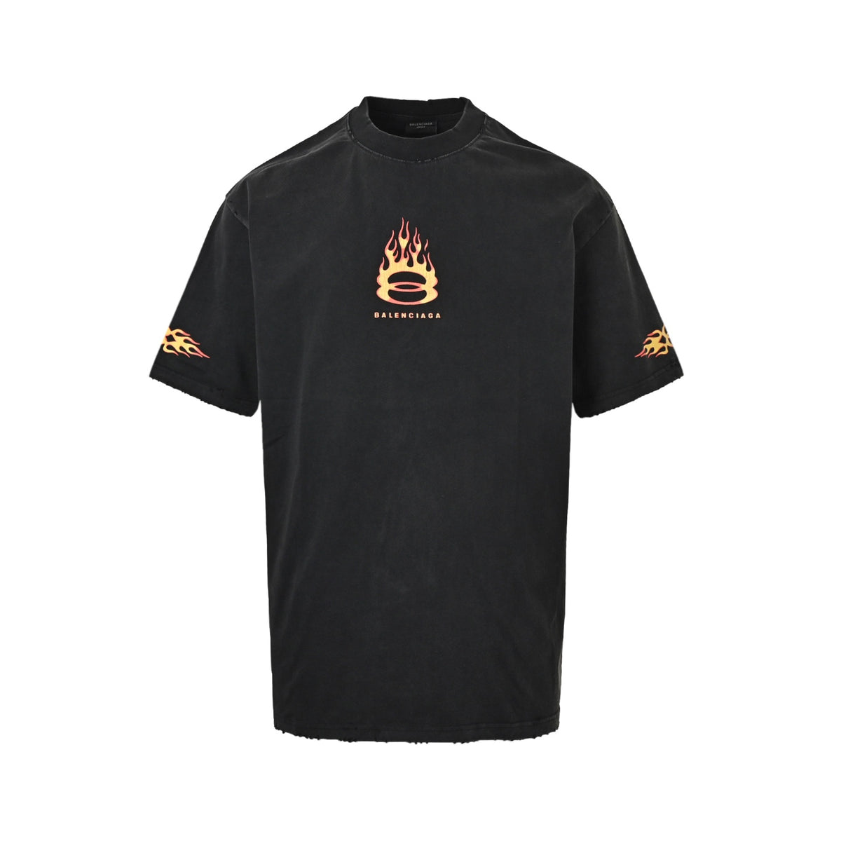Balenciaga/Balanciaga 24ss flame print distressed short sleeves
