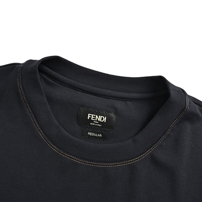 Fendi 26ss pocket leather logo badge topstitched short sleeves