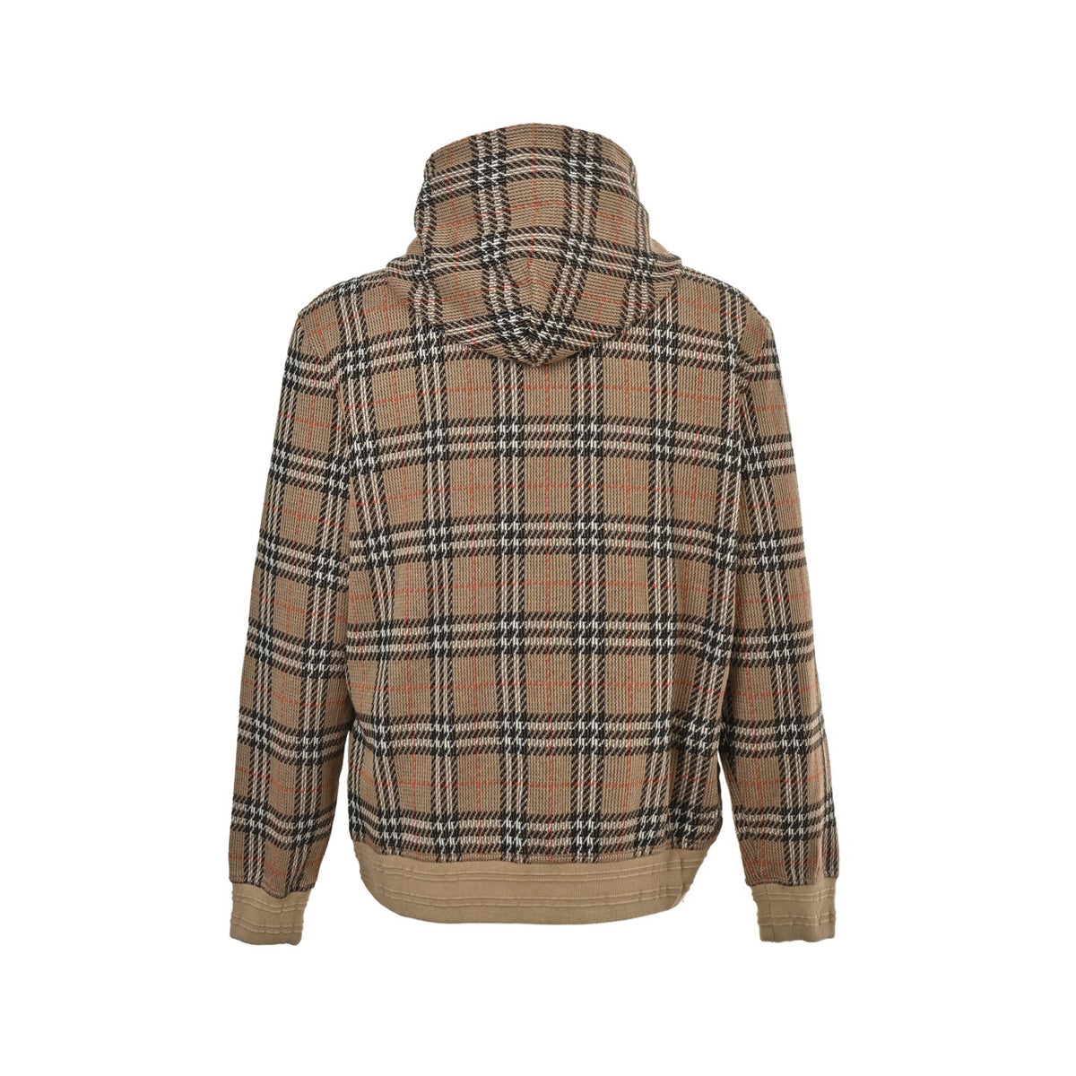 Burberry 25Fw large plaid blended knitted plaid hooded jacket