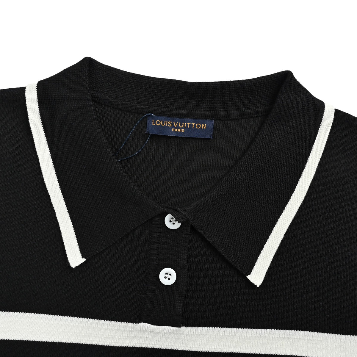 Louis Vuitton striped signature letter jacquard knitted Polo short sleeves