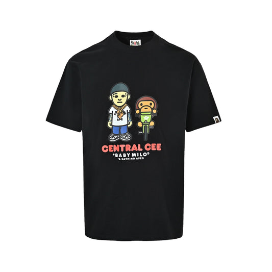 Bape 26ss little monkey cycling printed short sleeves