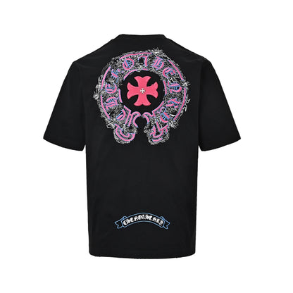 Chrome Hearts/Chrome Heart Heavy Industry Mottled Horseshoe Cross Patch Embroidered Short Sleeves