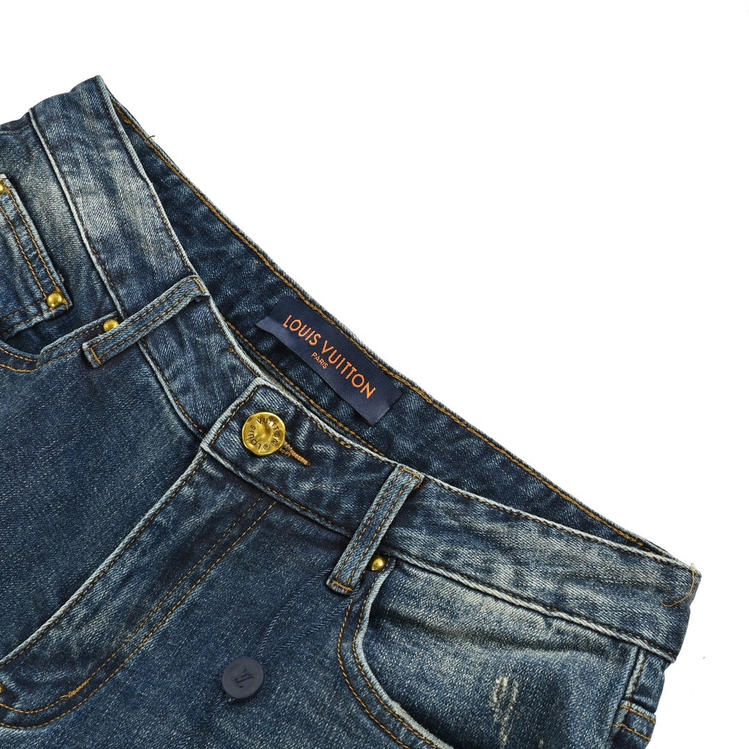Louis Vuitton 23Fw embroidered patch jeans