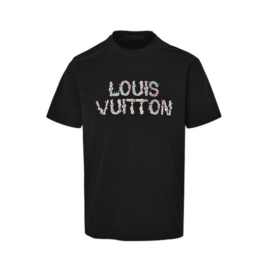 Louis Vuitton mechanical color label logo printed short sleeves