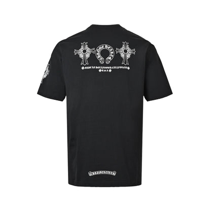 Chrome Hearts/Chrome Heart Cross Horseshoe Print Short Sleeve