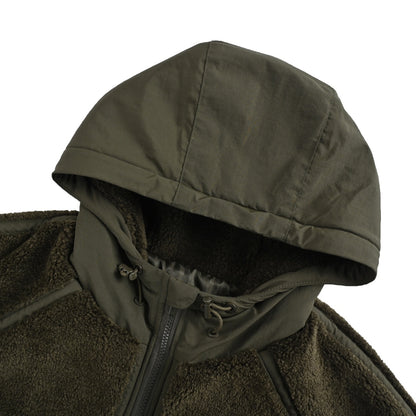 MiuMiu/Miu Miu embroidered lettering polar fleece hooded jacket