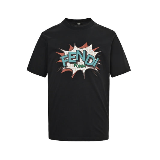 Fendi 26ss explosion letter logo printed short sleeves
