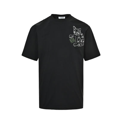 Loewe & Louis Wain ceramic vase cat line round neck short sleeves
